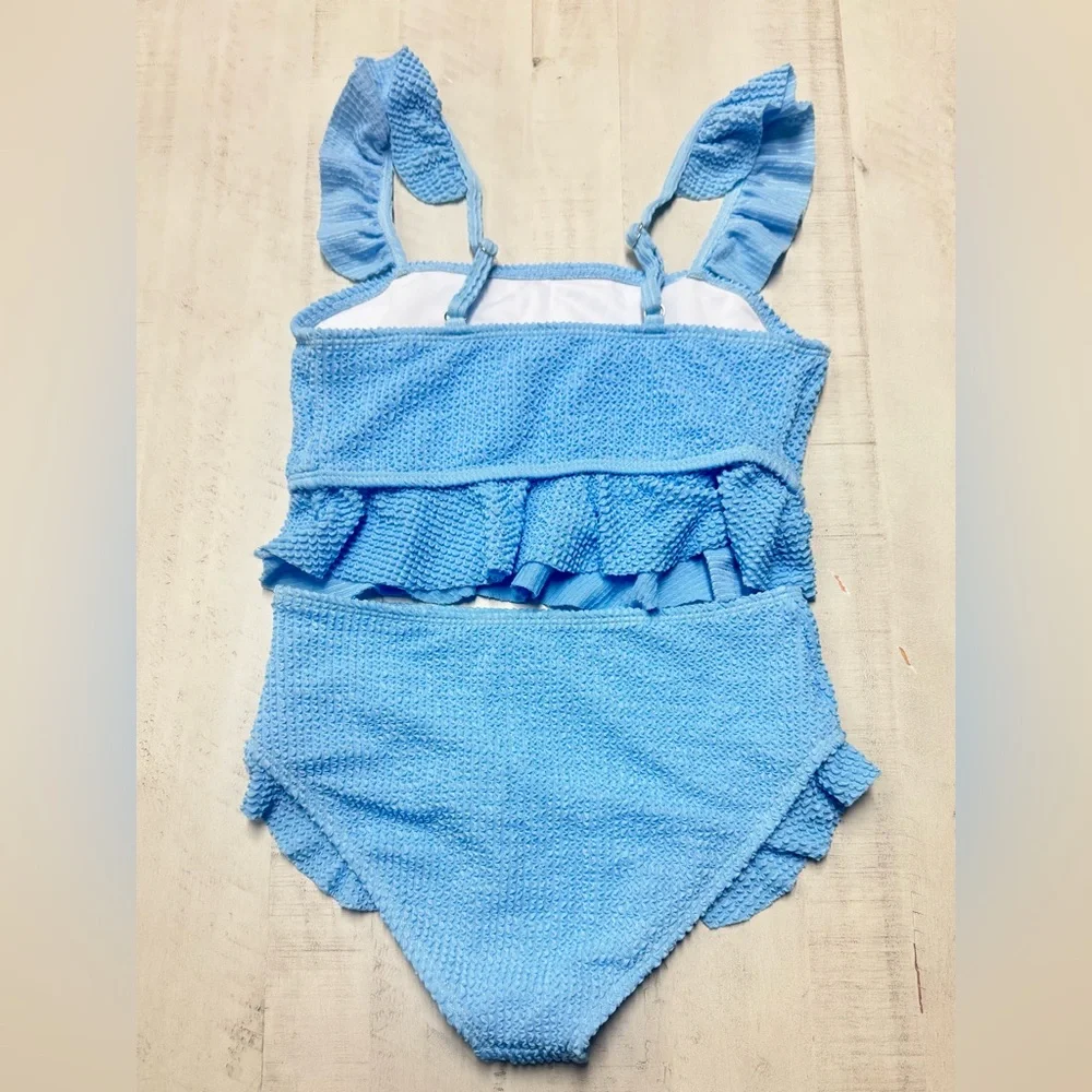BOGO Girl's 2 Piece Bathing Suit Ruffle Trim Summer Bikini Swimsuit size 12Y - Picture 3 of 11